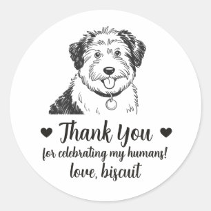 Custom Sheepdog Dog Wedding Favour Stickers