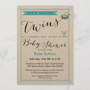 Custom She's Having Twins Baby Shower Invitation