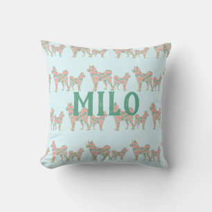 Custom Shiba Inu Pattern Pastel Geometric Cushion
