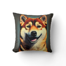 Custom Shiba Portrait Photo Throw Pillow