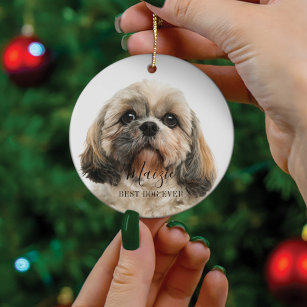 Custom Shih Tzu Dog Personalised Pet Photo Ceramic Ornament