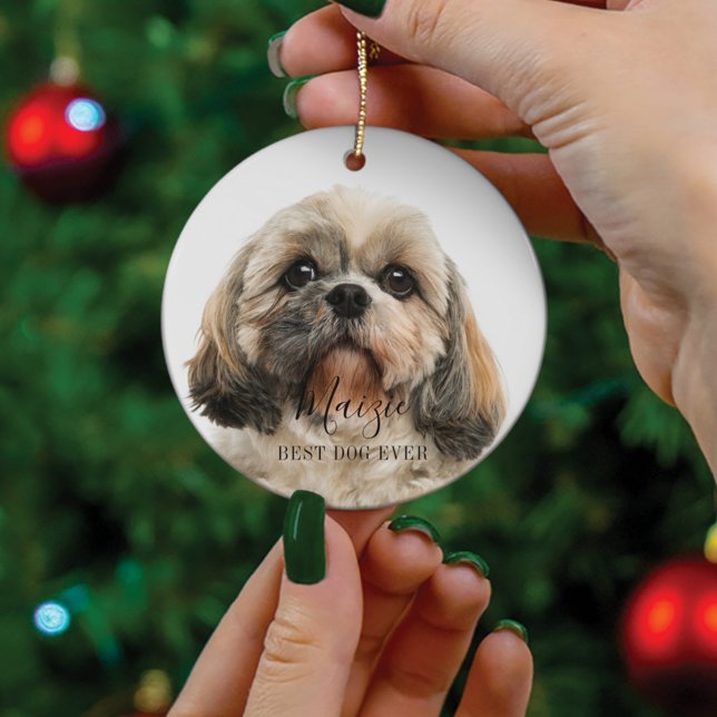 Custom Shih Tzu Dog Personalised Pet Photo Ceramic Ornament (Creator Uploaded)