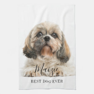 Custom Shih Tzu Dog Personalised Pet Photo Tea Towel