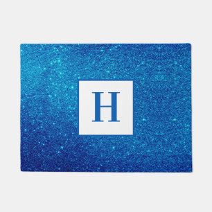 Custom Shimmering Blue Glitter Doormat
