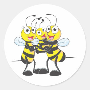Custom Shirts : Happy Dad Mum Baby Bee Shirts Classic Round Sticker