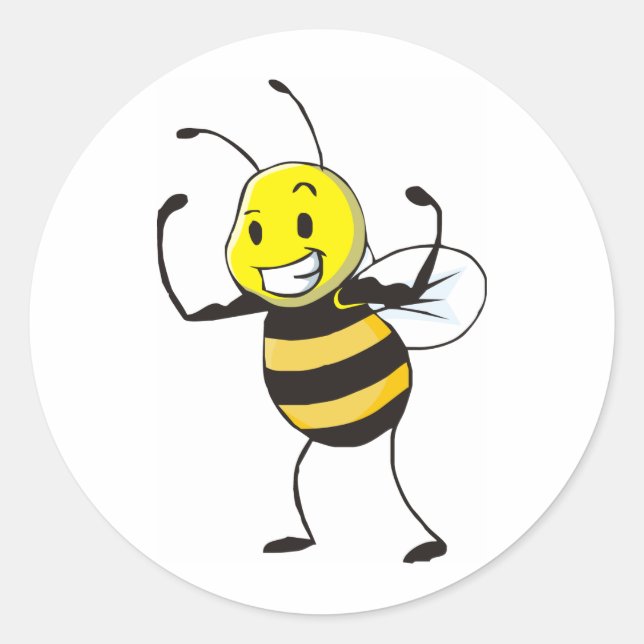 Custom Shirts : Strong Muscular Bee Shirts Classic Round Sticker (Front)