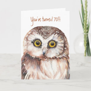 Custom Shocked Funny-Little Owl, 70th Birthday Card