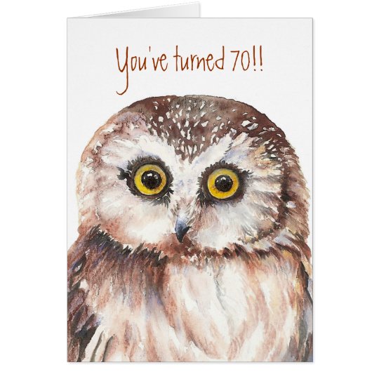 Custom Shocked Funny-Little Owl, 70th Birthday Card