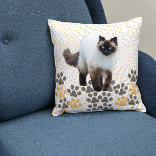 Custom Siamese Cat Cute Gift White Beige Template Cushion