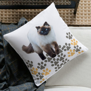 Custom Siamese Cat Cute Pet Gift White Template Cushion