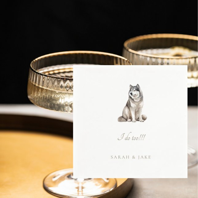 Custom Siberian Huskey Pet Wedding Napkins (Creator Uploaded)