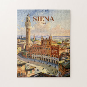 Custom Siena Italy Travel Vintage Piazza del Campo Jigsaw Puzzle