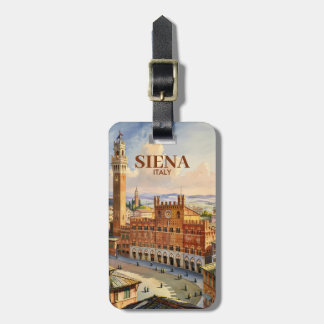 Custom Siena Italy Travel Vintage Piazza del Campo Luggage Tag