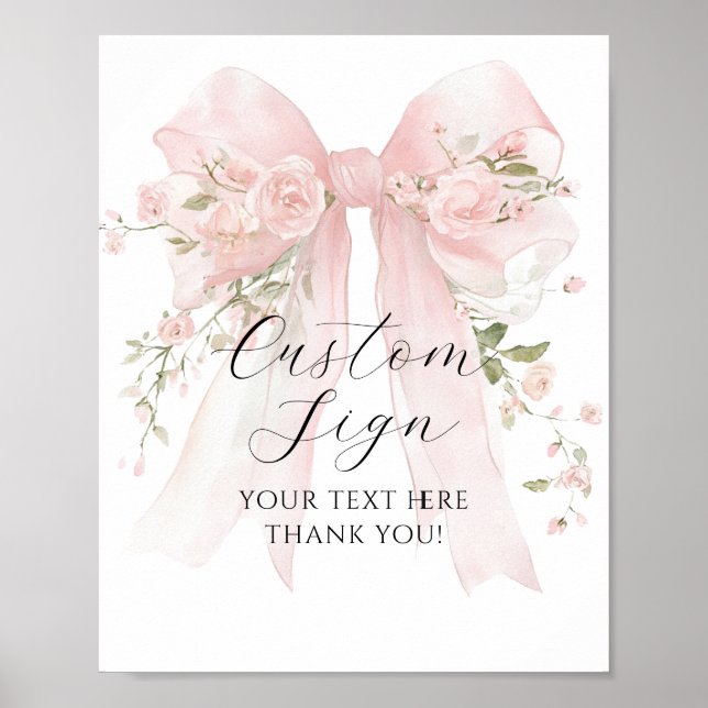 Custom Sign Floral Bow Flower Girl Baby Shower (Front)