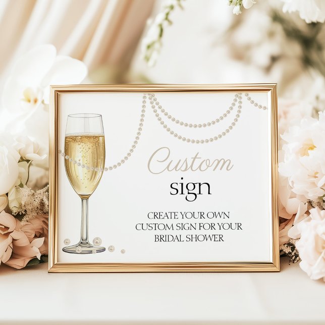 Custom Sign pearls prosecco bridal shower sign (Creator Uploaded)