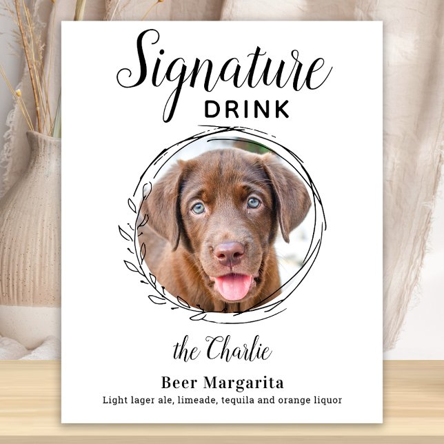Custom Signature Drink Dog Bar Pet Wedding Photo Poster (Creator Uploaded)