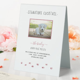Custom Signature Drink Rose Gold Pet Wedding Photo