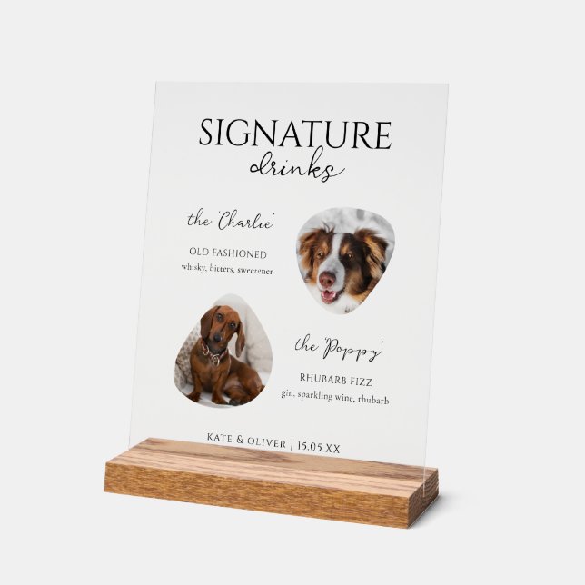 Custom Signature Drink Signs With Dogs (Angle)