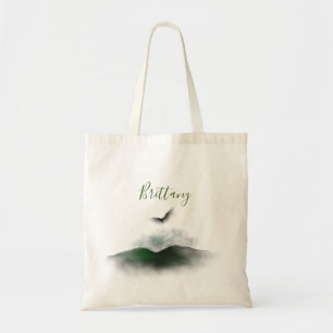 Custom Signature Name Greenery Watercolor Tote Bag