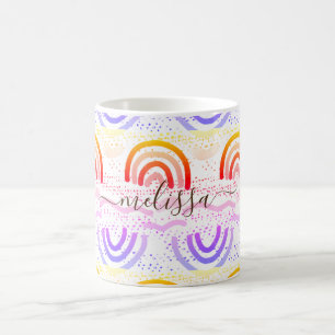 Custom Signature Ombre Rainbow Pattern Coffee Mug