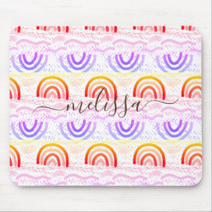 Custom Signature Ombre Rainbow Pattern Mouse Pad