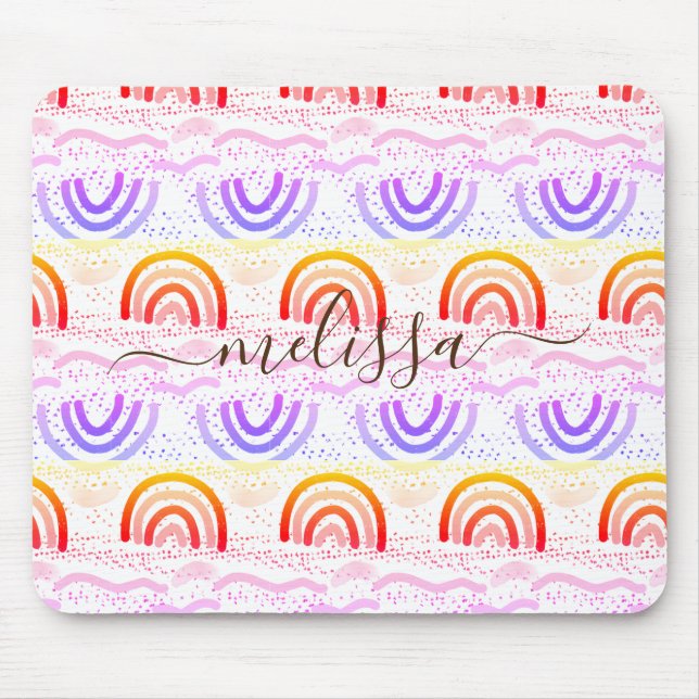 Custom Signature Ombre Rainbow Pattern Mouse Pad (Front)