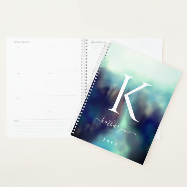 Custom Signature Watercolor Abstract Monogrammed Planner (Display)