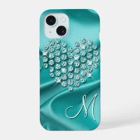 Custom Silk Waves Pattern Faux Diamonds Art Heart