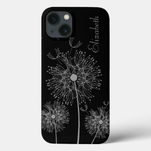 Custom Silver and Black Dandelion Wishes iPhone 13 Case