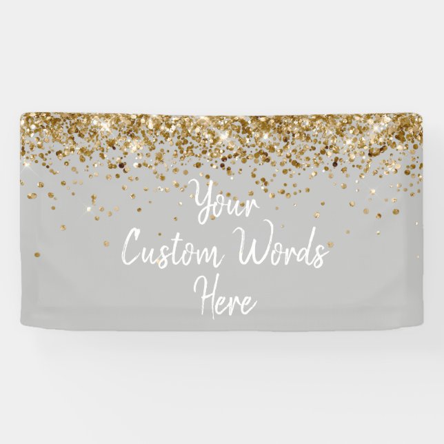 Custom Silver and Gold Birthday Party Photo Booth Banner (Horizontal)