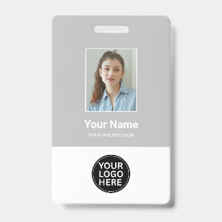 Custom Silver Employee Photo ID Logo Name Badge