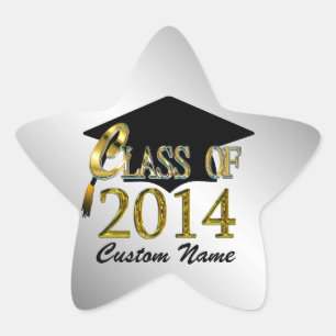 Custom Silver & Gold Star Class Of 2014 Sticker