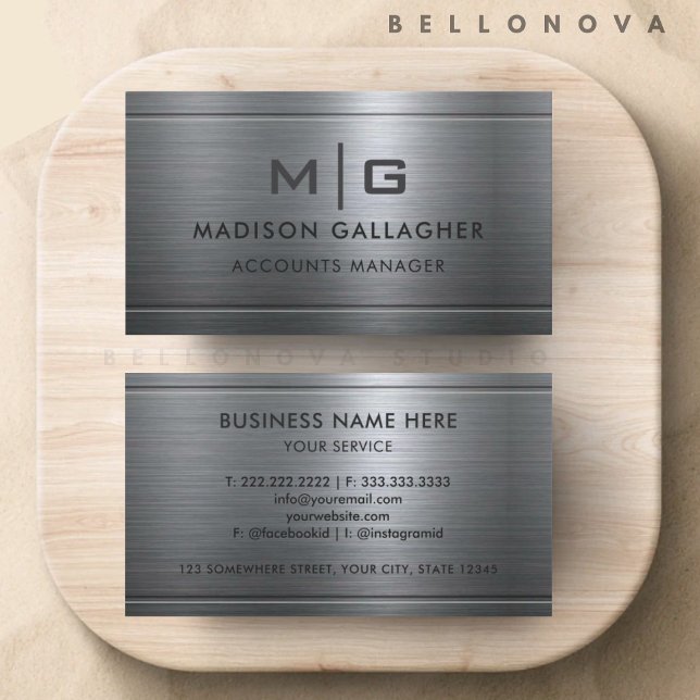 Custom Silver Grey Metal Professional Business Card (Custom Silver Grey Metal Professional Business Card)