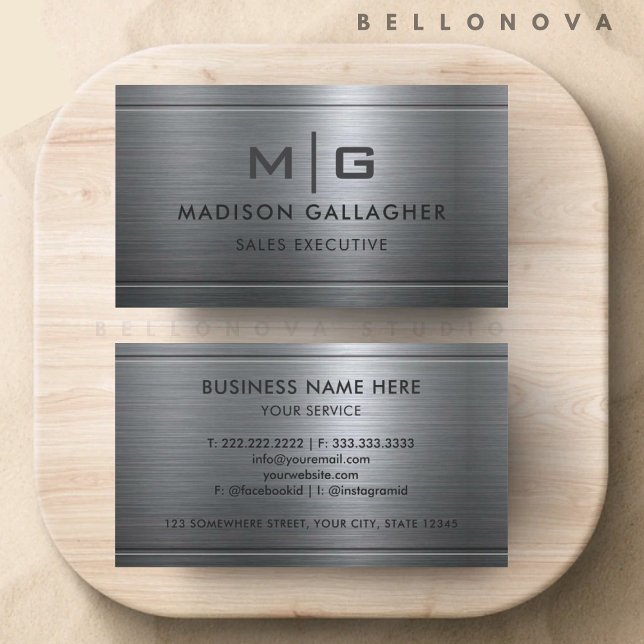 Custom Silver Grey Metal Professional Business Card (Custom Silver Grey Metal Professional Business Card)