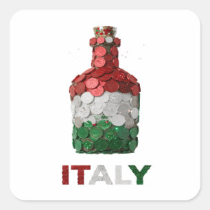 Custom Silver ITALY Square Sticker