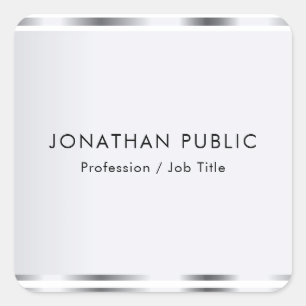 Custom Silver Look Glamourous Elegant Template Square Sticker