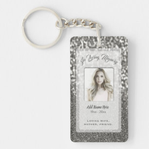 Custom Silver Memorial Add Photo Key Ring