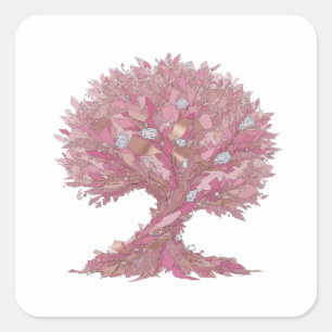 Custom Silver PINK DIAMOND TREE Craft Sticker