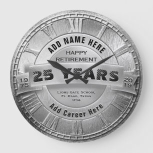 Custom Silver Retirement Award Large Clock