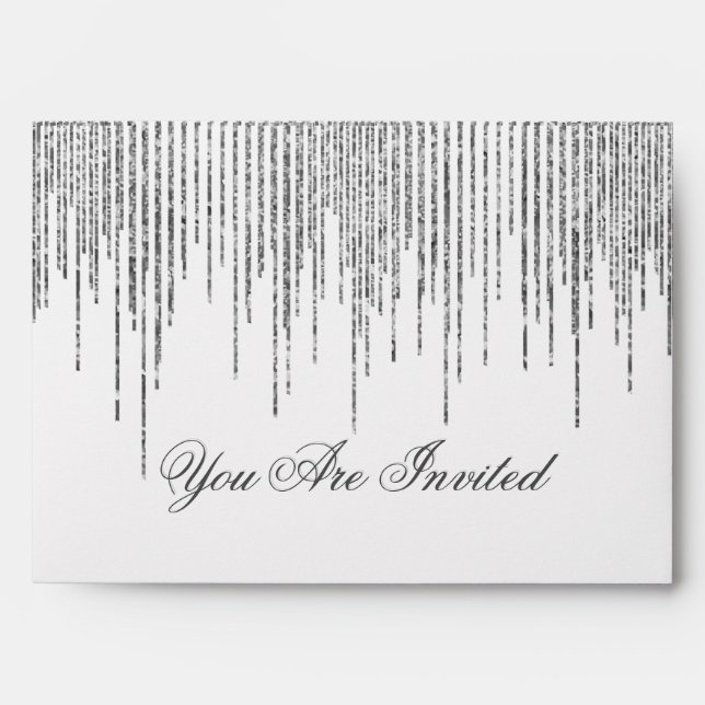 Custom Silver Stream Glitter Confetti Look Envelopes (Front)