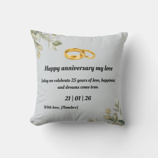 Custom Silver Wedding Anniversary Throw Pillow | E