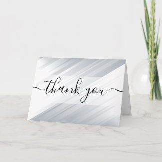 Custom Silver White Diagonal Lines Thank You Card