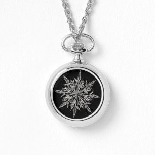 Custom Silver Wrap Around Black Snowflake Watch