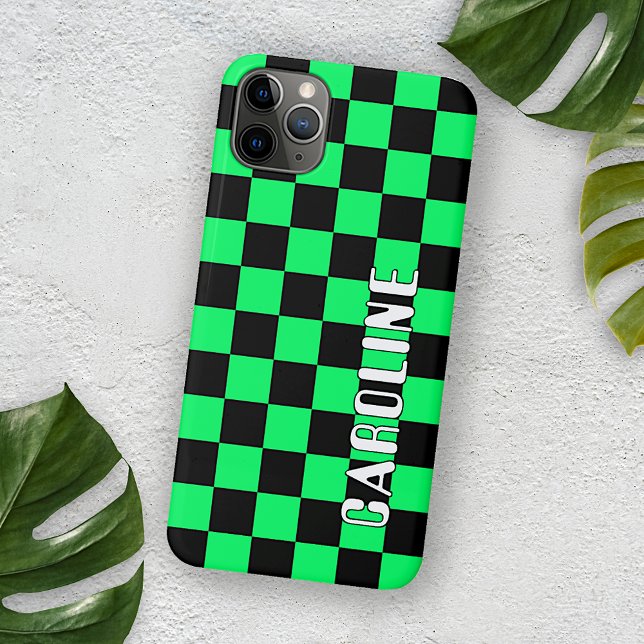 Custom Simple Abstract Geometric Check Mosaic Art iPhone Case (Creator Uploaded)