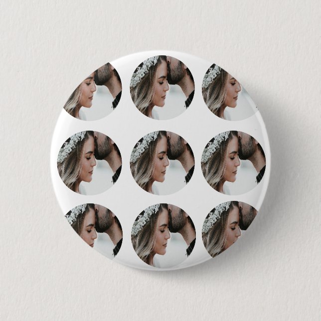 custom simple add circular photo collage add name  6 cm round badge (Front)