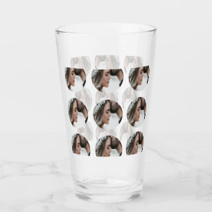 custom simple add circular photo collage add name  glass