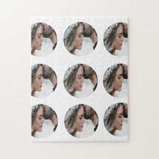 custom simple add circular photo collage add name  jigsaw puzzle