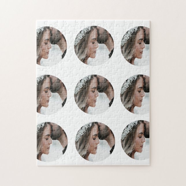 custom simple add circular photo collage add name  jigsaw puzzle (Vertical)