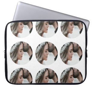 custom simple add circular photo collage add name laptop sleeve