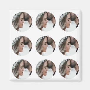 custom simple add circular photo collage add name  magnet